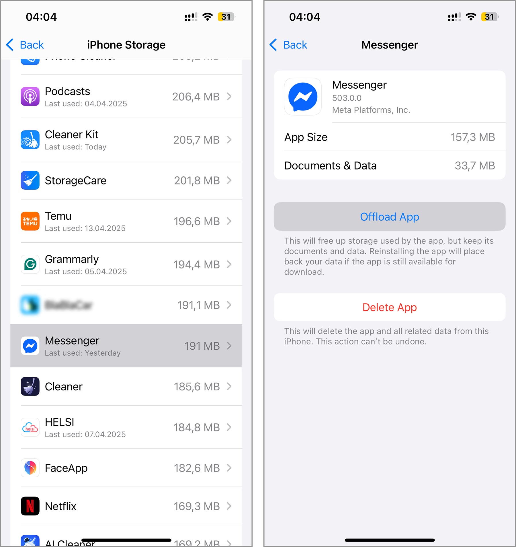 How to clear Messenger cache on iphone